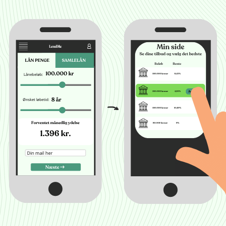 Mand der vælger det billigste lån på en telefon